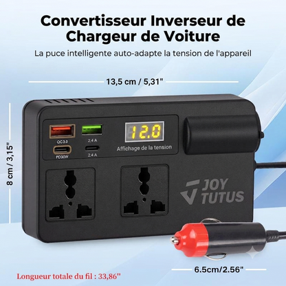 Charge Rapide Convertisseur 12V-24V Vers 220V Avec USB QC3.0