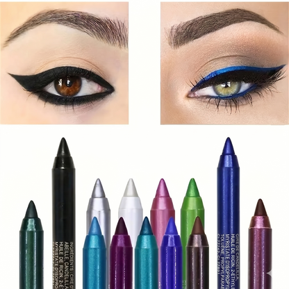 Ensemble de 12 eye-liners à paillettes, au fini brillant et résistants à l'eau