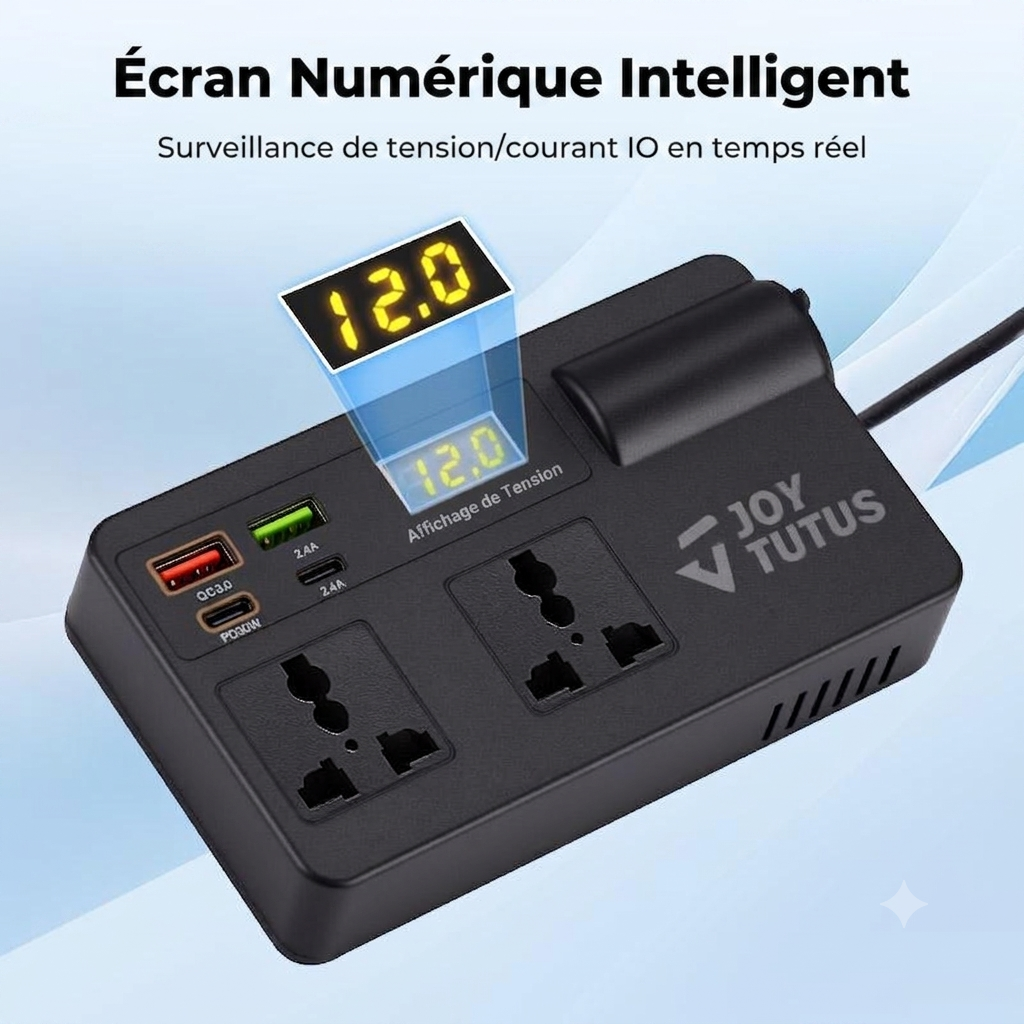 Charge Rapide Convertisseur 12V-24V Vers 220V Avec USB QC3.0