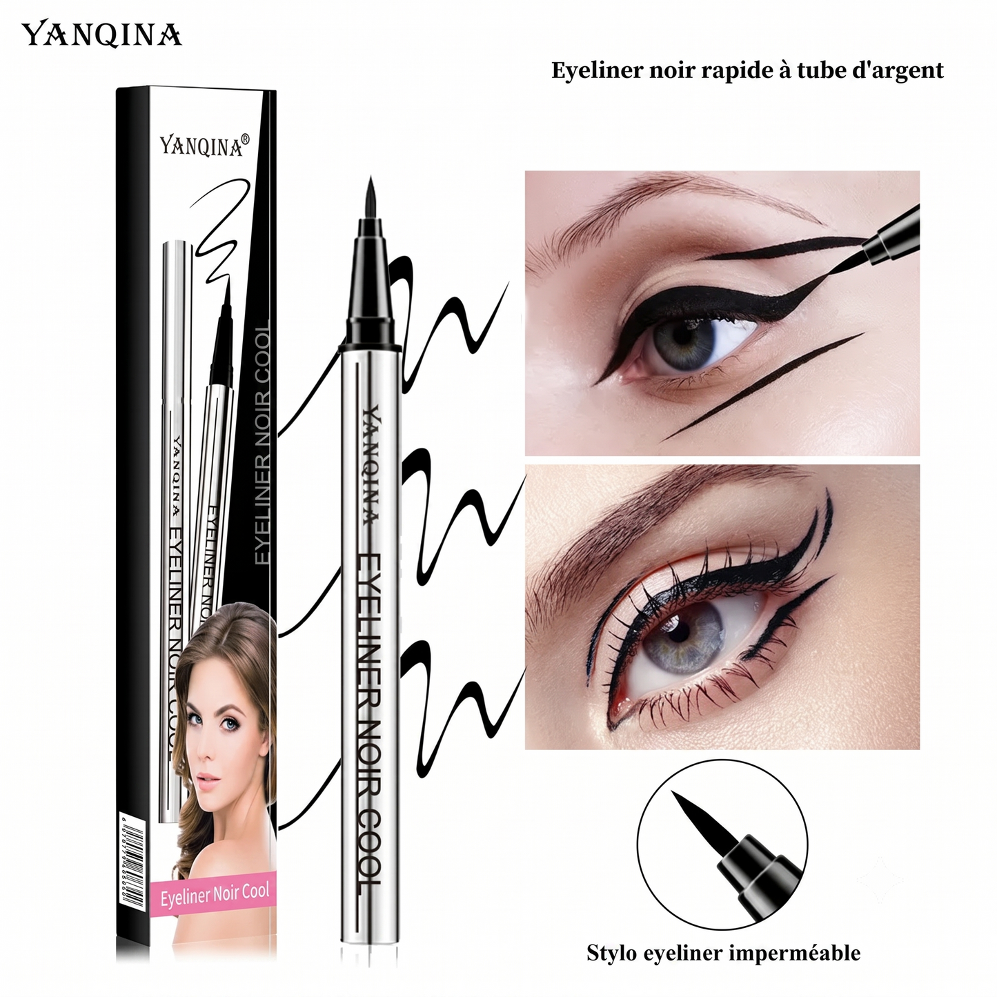 Couleur Noir - Tenue Longue Durée Eyeliner Étanche Texture Ultra Lisse