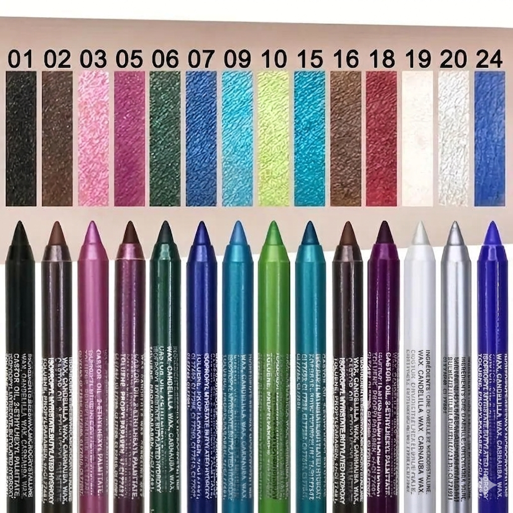 Ensemble de 12 eye-liners à paillettes, au fini brillant et résistants à l'eau
