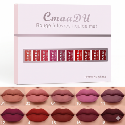 Lot de 10 - Tenue Longue Durée Rouge À Lèvres Mat Waterproof Facile