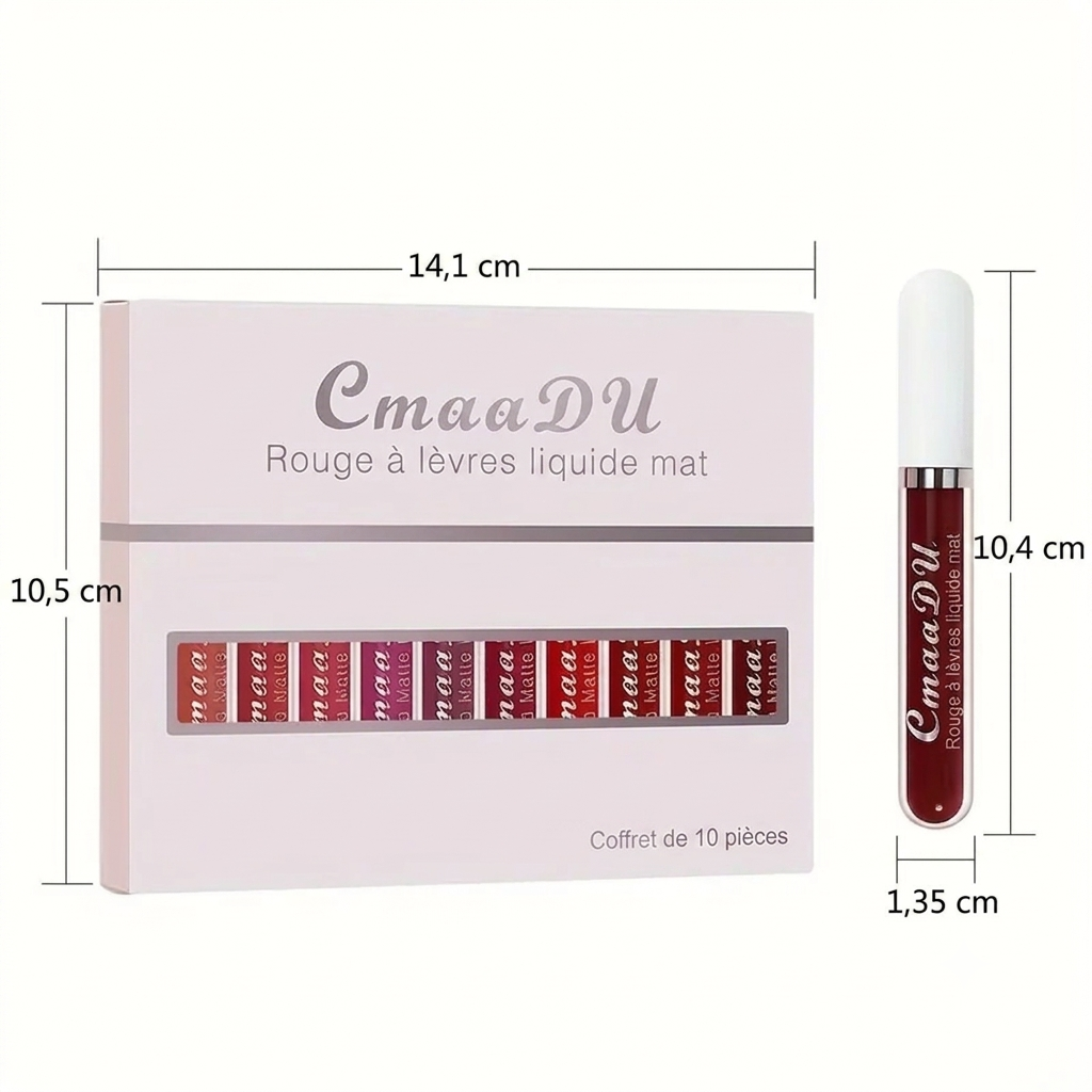 Lot de 10 - Tenue Longue Durée Rouge À Lèvres Mat Waterproof Facile